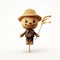 Wooden Scarecrow 3d Model: Expressive Character Design With Playful Cartoonish Illustrations