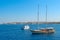 Wooden schooner on Red sea and touristic ship