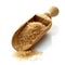 Wooden scoop with brown sugar