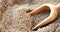 Wooden scoop and many dried flowers of perfumed lavender