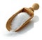 Wooden scoop with white sugar