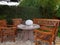 Wooden Seating group in The Garden