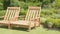 Wooden Seating group in The Garden stock photo