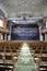 Wooden seats in an empty theater hall