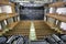 Wooden seats in an empty theater hall