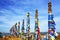 Wooden shaman totems at Burhan Cape, Baikal Lake