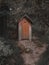 Wooden shed ecological composting toilet on countryside eco farm - Concept image