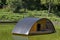 Wooden shed for sheltering birds in the water of a small lake