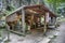 Wooden shed shop which old-fashioned object on display for local visitor to view