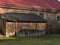 Wooden sheds for storing firewood in the yard