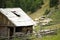 Wooden sheepfold in Carpathian mountains