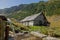 Wooden sheepfold in Carpathians mountains