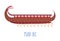 Wooden ship with oars, wood boat naval transport