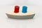 Wooden ship with smoke stacks salt and pepper shakers