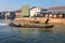 Wooden shipping motor boat on Inle lake, Myanmar (Burma)