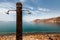 Wooden shower on the beach, Dead sea