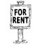 Wooden Sign Board Drawing of For Rent Text