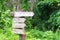 Wooden signage in the forest