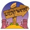 Wooden signpost with the inscription Wild West. Design gaming applications, game background, theatrical scenery