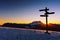 Wooden signpost in Saibi with view of Anboto mountain