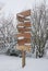 Wooden Signpost With Snow In Winter
