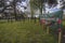 Wooden silhouettes of soldiers to commemorate the centenary of the Royal British Legion in the village of Bacton in Suffolk