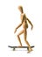 Wooden skateboarder man isolated