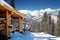 Wooden ski chalet in snow