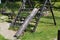 Wooden Slide in a Village Playground