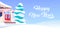 Wooden snow cowered cottage happy new year merry christmas holidays decorations concept snowy fir tree flat horizontal