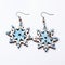 Wooden Snowflake Dangle Earrings - Blue And White Wood Jewelry