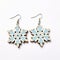 Wooden Snowflake Drop Earrings In Dark White And Sky-blue