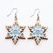 Wooden Snowflake Earrings - White And Blue Luminous 3d Objects