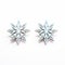 Wooden Snowflake Stud Earrings - Light Blue Star Design