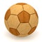 Wooden soccer ball on white