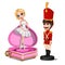 Wooden soldier toy and music box with ballerina