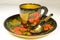 Wooden souvenir Cup, saucer and spoon