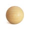 Wooden sphere 3d rendering, spherical shape made of wood isolated on white background