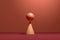 Wooden sphere balancing on a cone. Concept of balance, harmony or stability. Abstract geometrical shapes. 3D render art