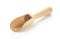Wooden spice scoop on white background
