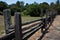 Wooden split-rail fence in country