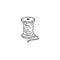 Wooden spool of cotton thread doodle sketch