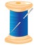 Wooden spool with thread and needle.Vector illustration