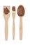 Wooden spoon, fork, paddle with flax seed