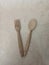 wooden spoon and fork set in rustic style suitable for decoration