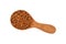 Wooden spoon full of freeze dried instant coffee