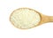 Wooden spoon with rice isolated