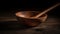 Wooden spoon on rustic table, empty bowl, old fashioned kitchen utensil generated by AI