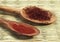 Wooden Spoon with Saffron Extracted from Saffron Crocus Flower Stigmas, crocus sativus