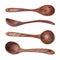 Wooden spoons on white background, collage. Cooking utensil